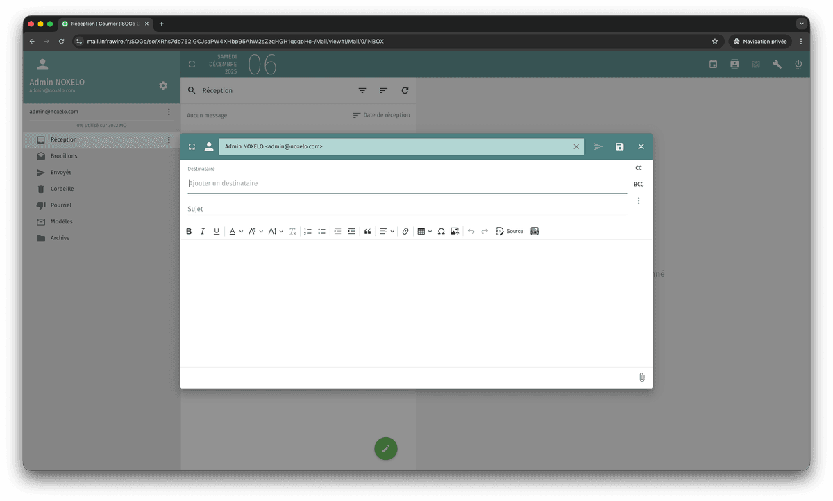 Webmail SOGo - Interface moderne pour la gestion d'emails professionnels