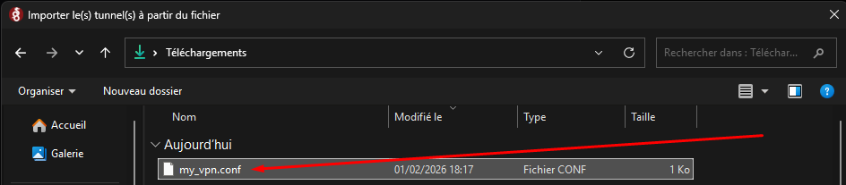 VPN-Konfigurationsdatei auswählen