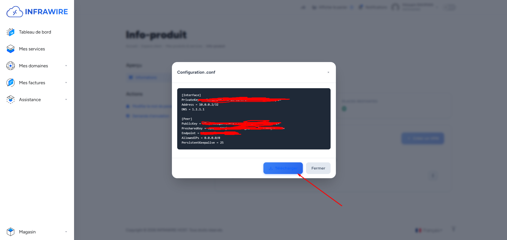 Konfiguration angezeigt - Herunterladen Schaltfläche